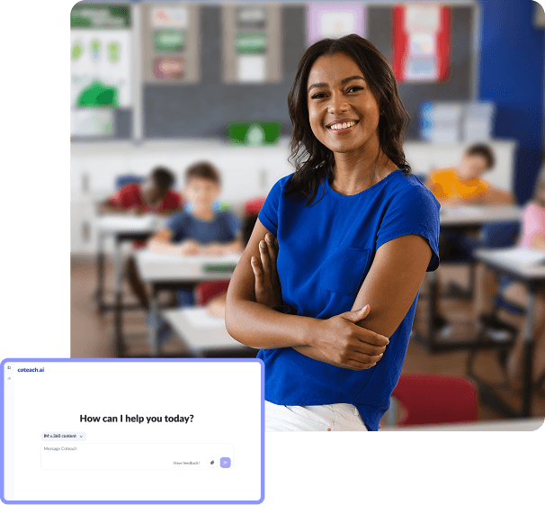 Teacher smile with overlay